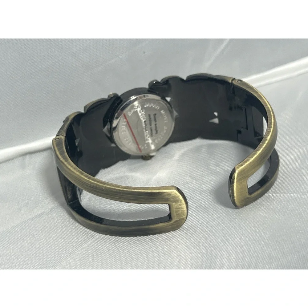Fashion Cuff Bangle Watch Bronze Tone Tiger's Eye Stone Quartz Movement Untested